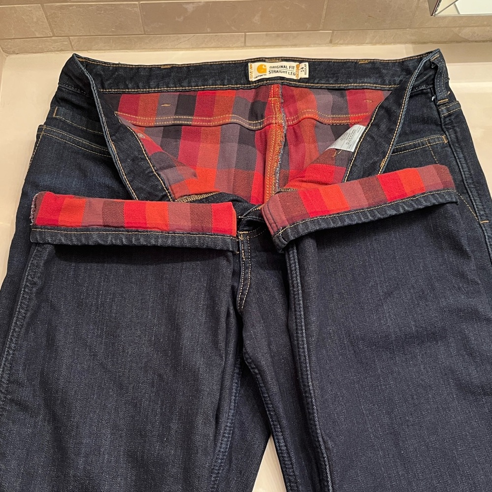 CARHARTT Tall 32” Inseam, 10” High Waist Flannel♨️ Lined Jeans